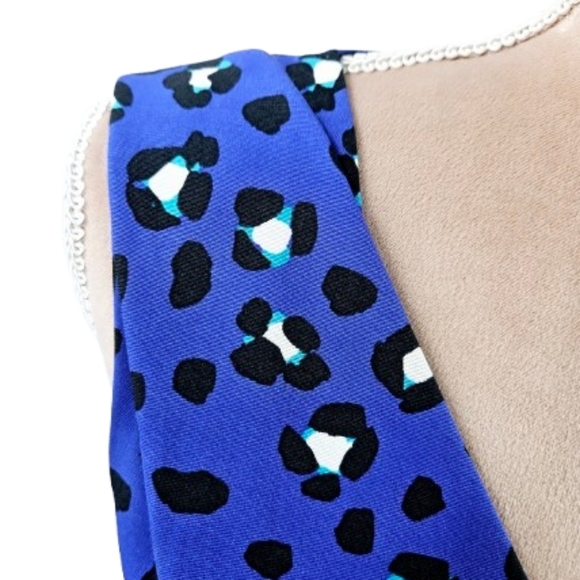 Kate Spade NY Dawson Cyber Cheetah Print Dress Blue V-Neck Pockets - Picture 5 of 16